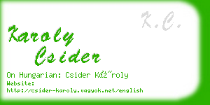 karoly csider business card